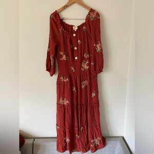 Beautiful Puffy Sleeve embroidered maxi dress